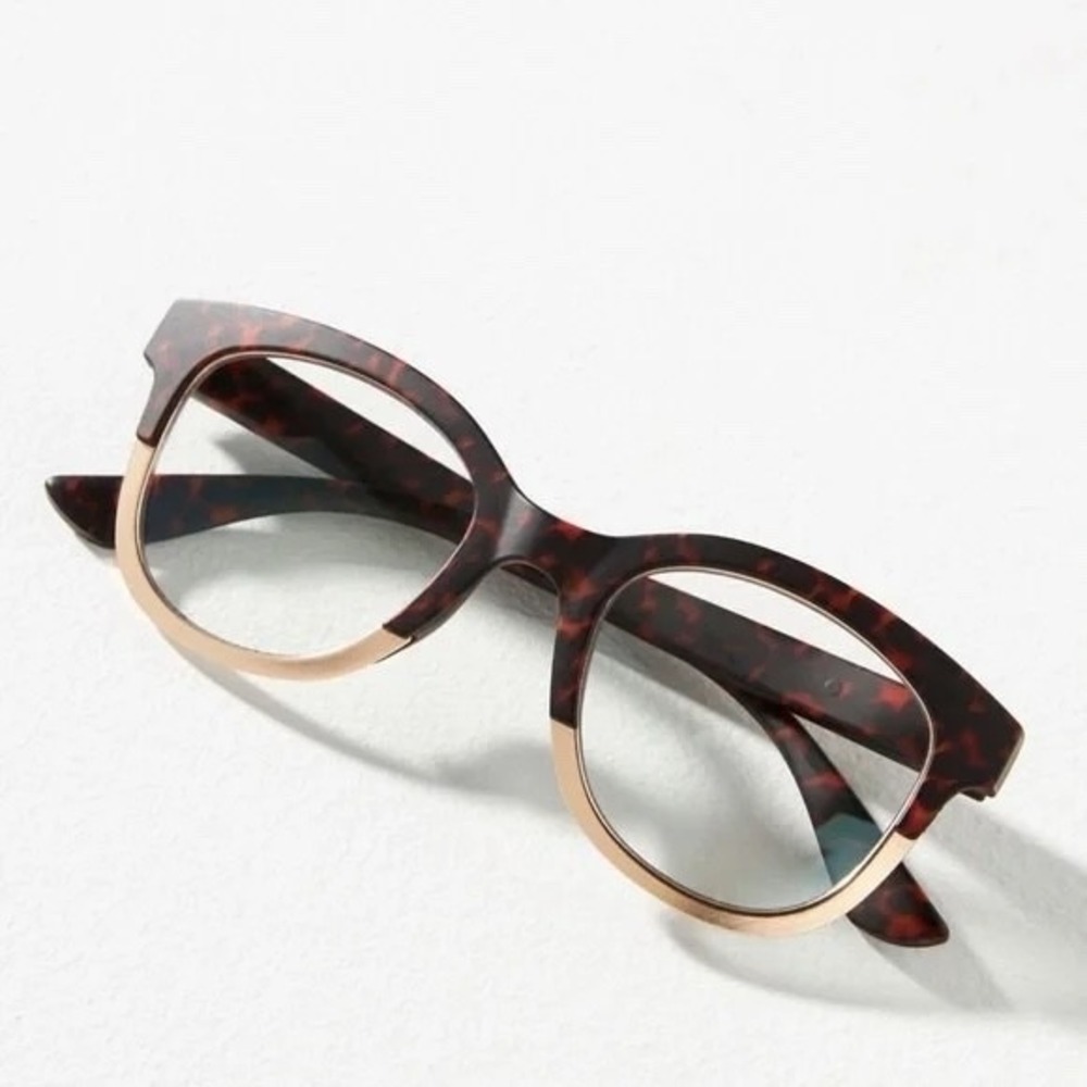 NEW Anthropologie Peepers Georgia Tortoise & Gold Light Filtering Glasses +1.75